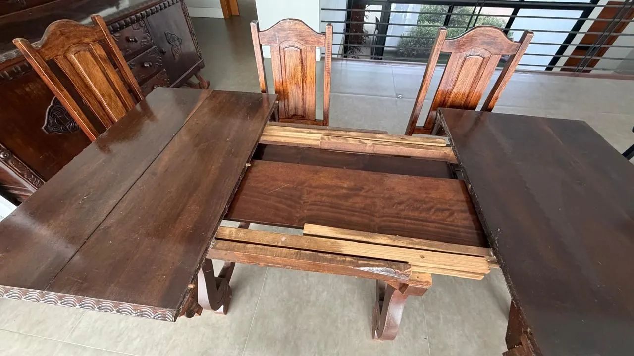 Conjunto Mesa Madeira Maciça Antiguidade  - Foto 2
