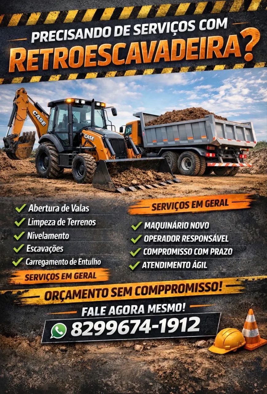 Aluga-se retroescavadeira e caçamba 