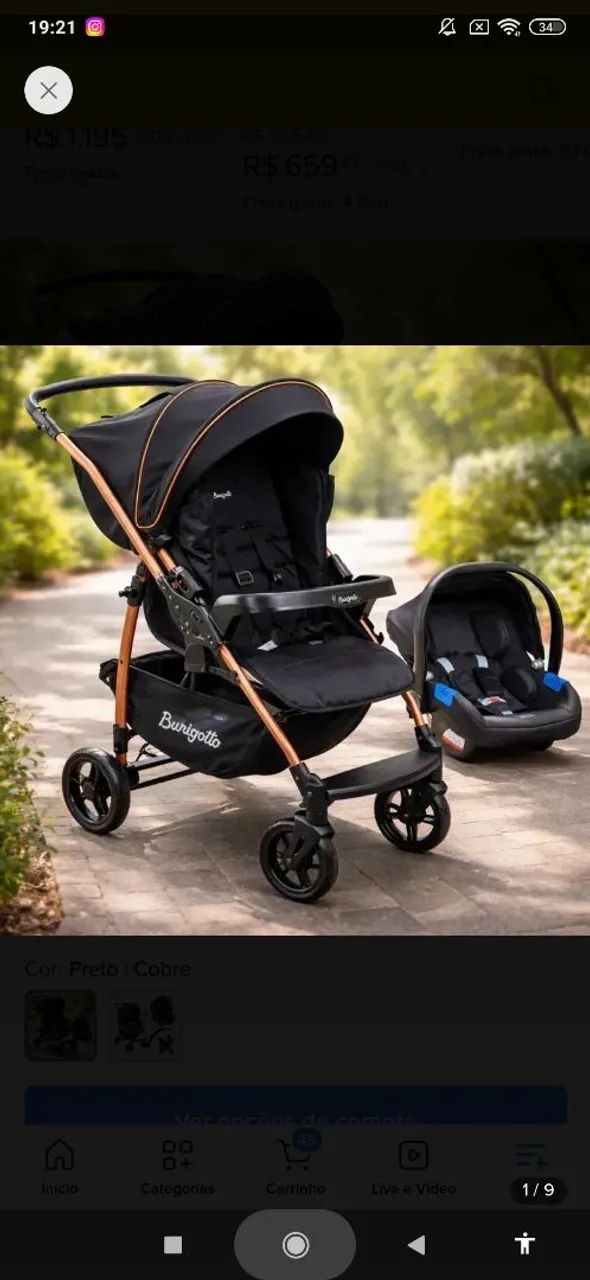 Carrinho Infantil com bebê conforto 