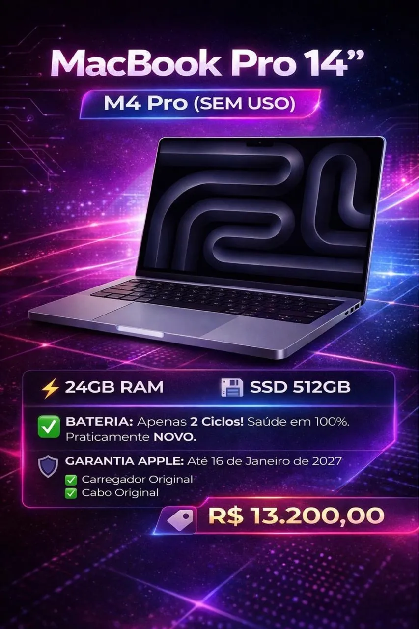 MacBook Pro 14 | Chip M4 Pro 24GB RAM | 512GB SSD | 12-core CPU