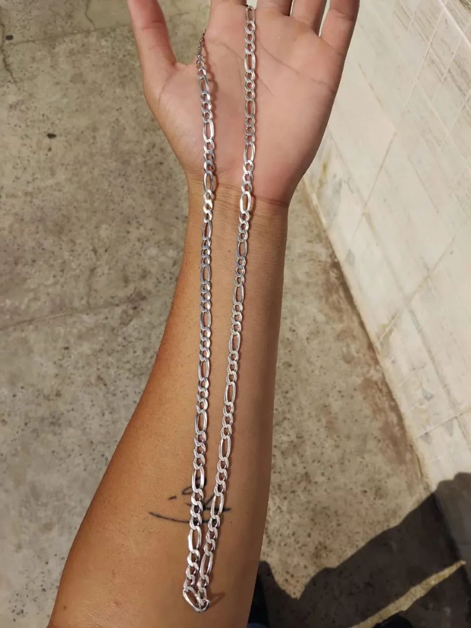 Cordão prata 80cm