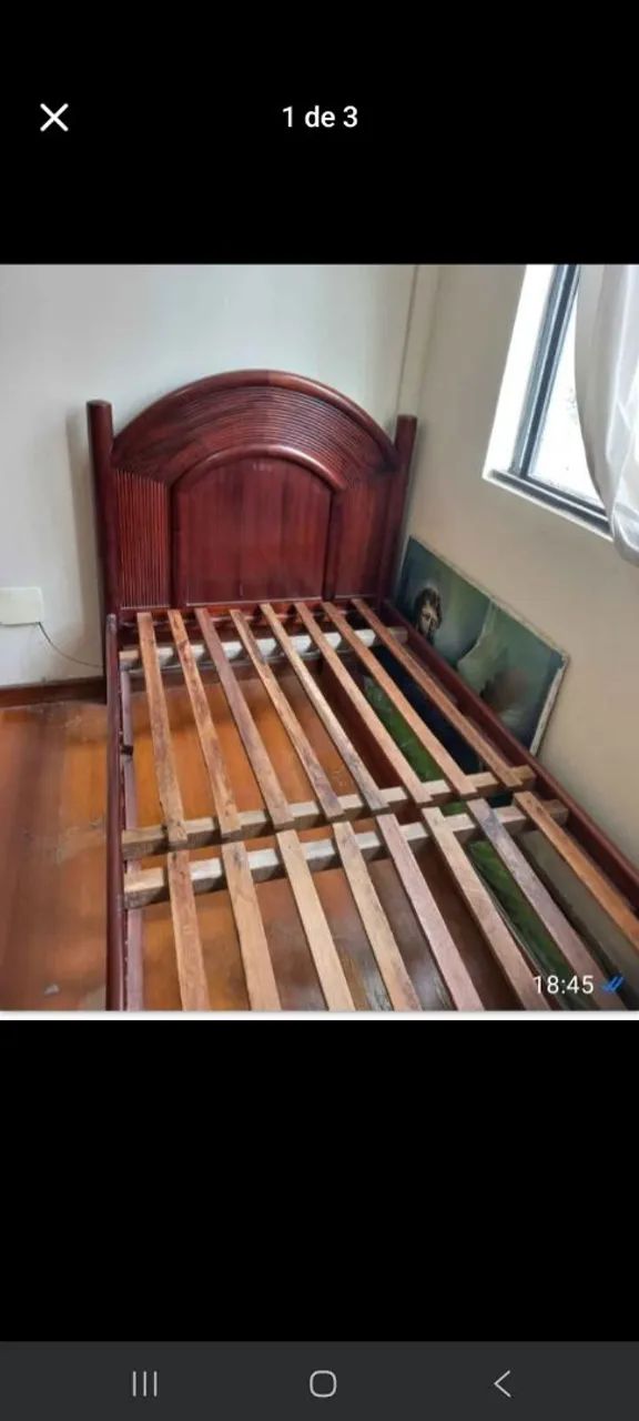 Cama de solteiro, madeira maciça  - Foto 3