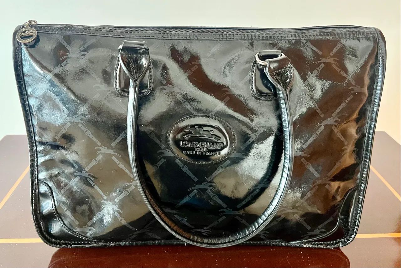 Bolsa Longchamp Preto Vinil Como Nova - Foto 4