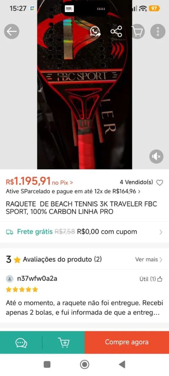 Raquete de Beach tennis Nova - Foto 4