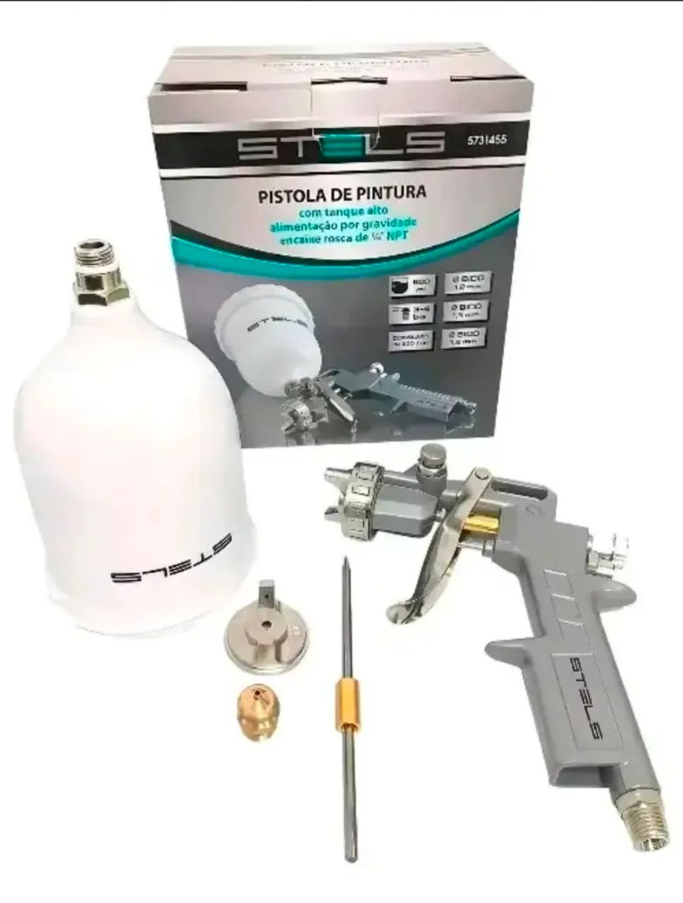 Pistola Pulverizador de Pintura Stels - com 3 bicos - Pronta Entrega - Foto 2