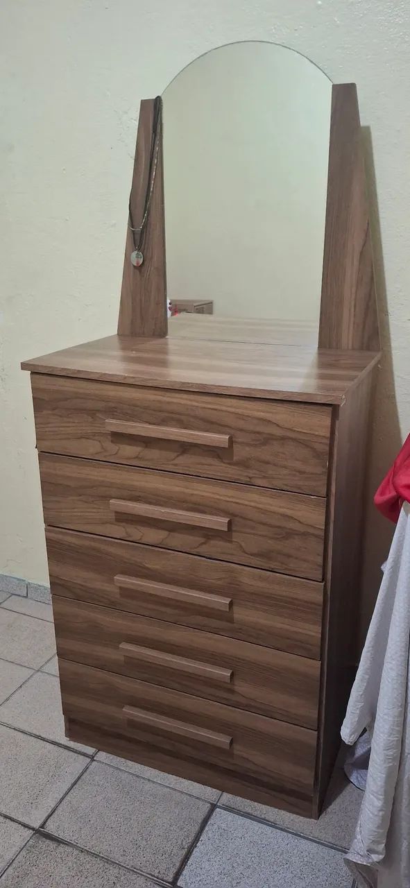 Cômoda Veneza com Espelho e 5 Gavetas