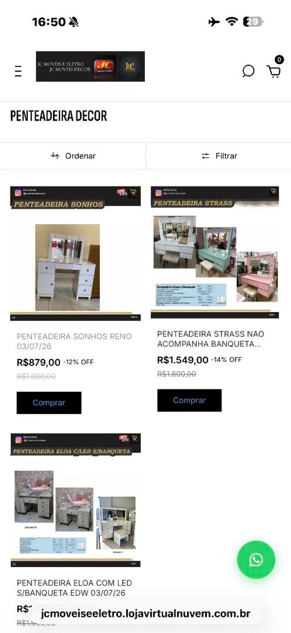 PENTEADEIRAS NA PROMOÇÃO 