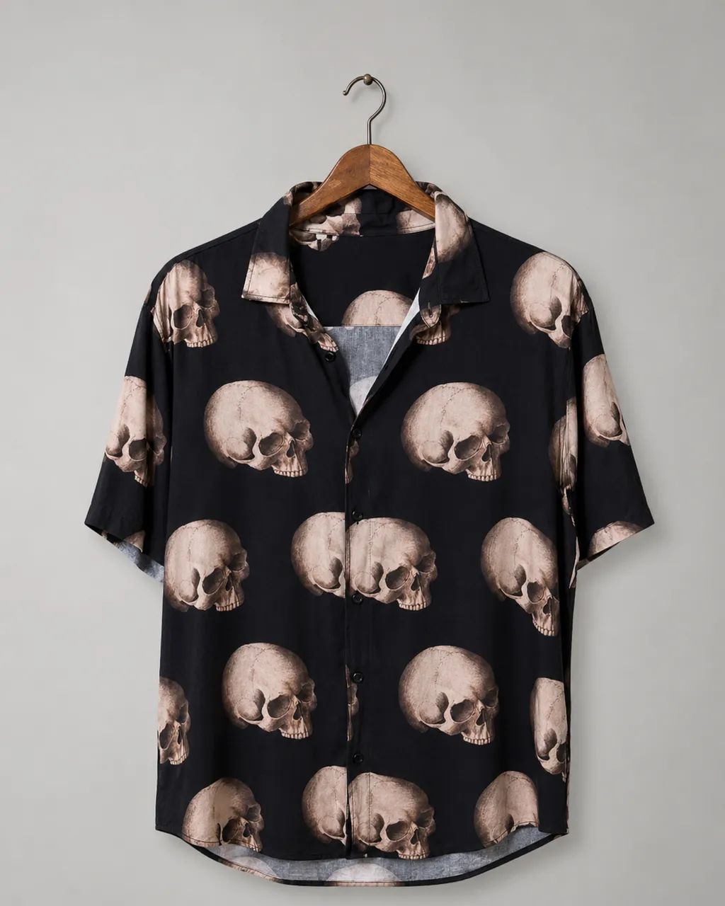 Camisa masculina caveiras viscose rock style  - Foto 3
