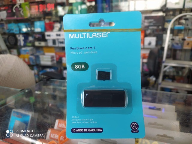 Cartão de  memória c/adap 2 em 1 8G Multilaser Atacado e Varejo