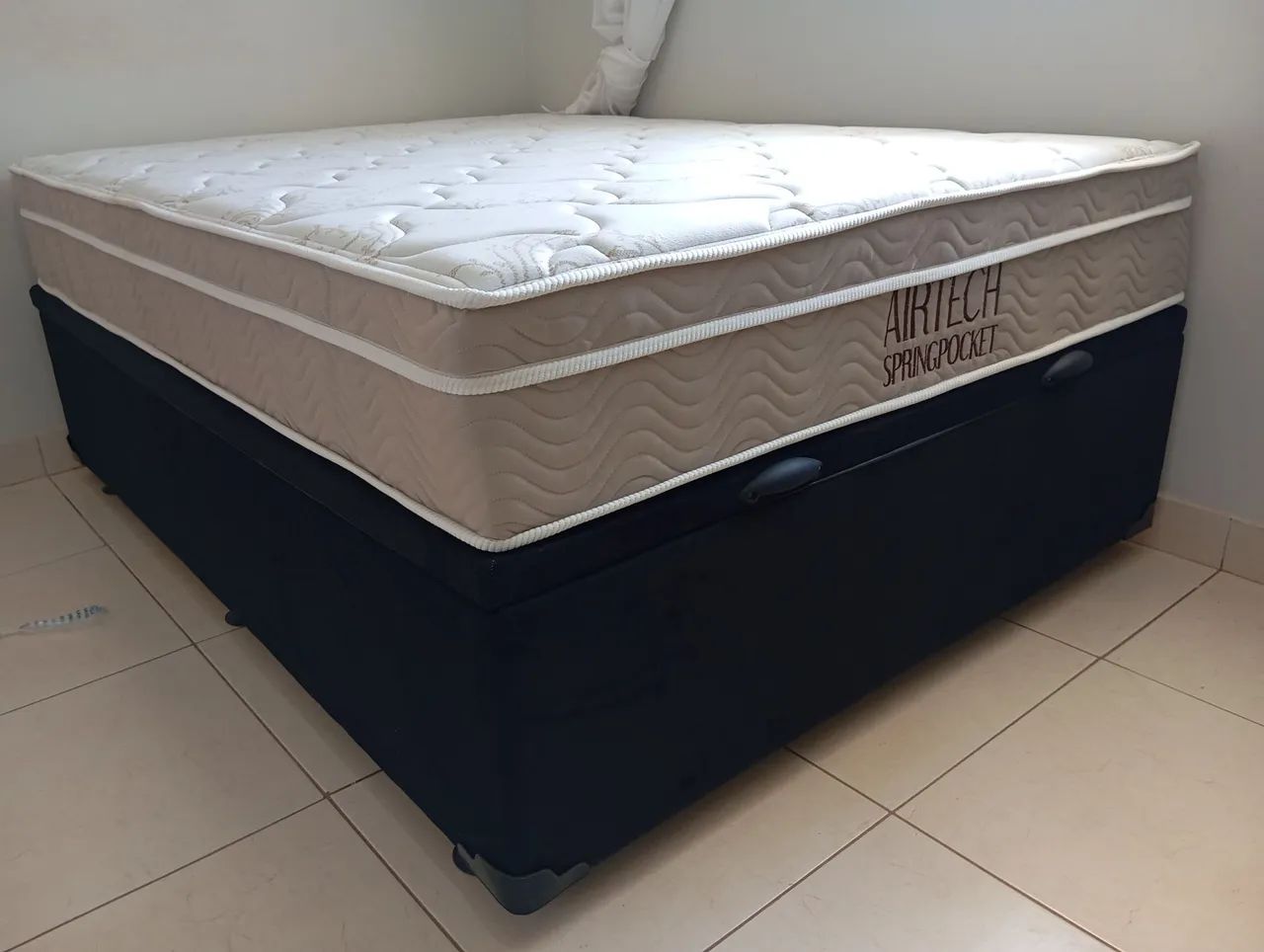 Cama Box com Baú - Airtech Springpocket base preta molas ensacadas  - Foto 2
