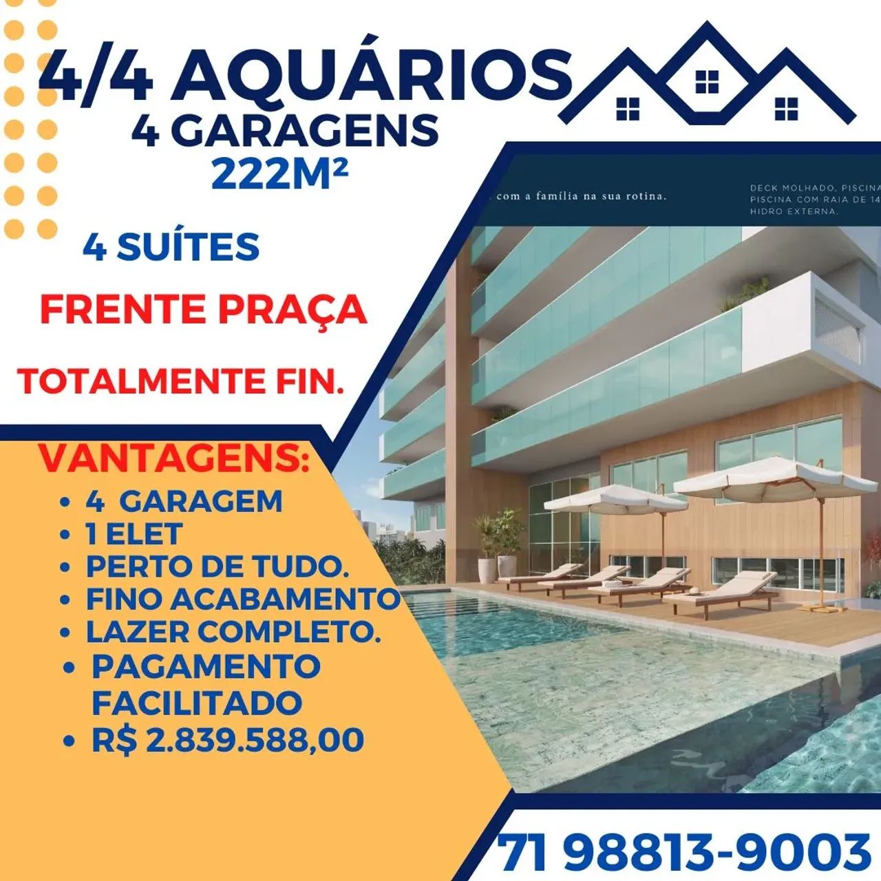 Aquarios 222 M², Vista mar 4 Suítes, 4 gar. 1 eletrica, Fino acabamento Oportunidade.