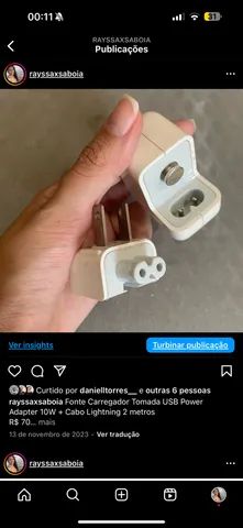 Fonte Carregador Tomada USB Power Adapter 10W + Cabo Lightning 2 metros 