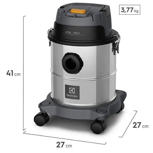 Aspirador Pó Água função sopro compacto inox 1500w 12l total 8,5l protetor térmico  - Foto 6