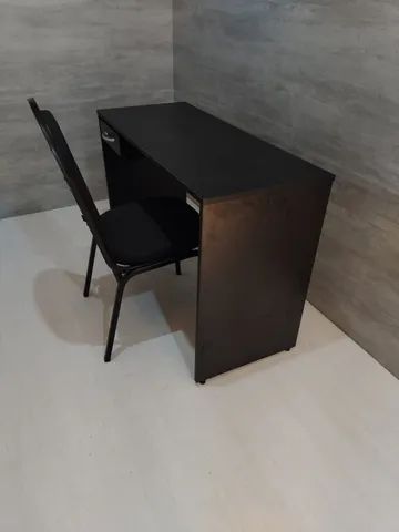 mesa reta preta para escritorio - Foto 4