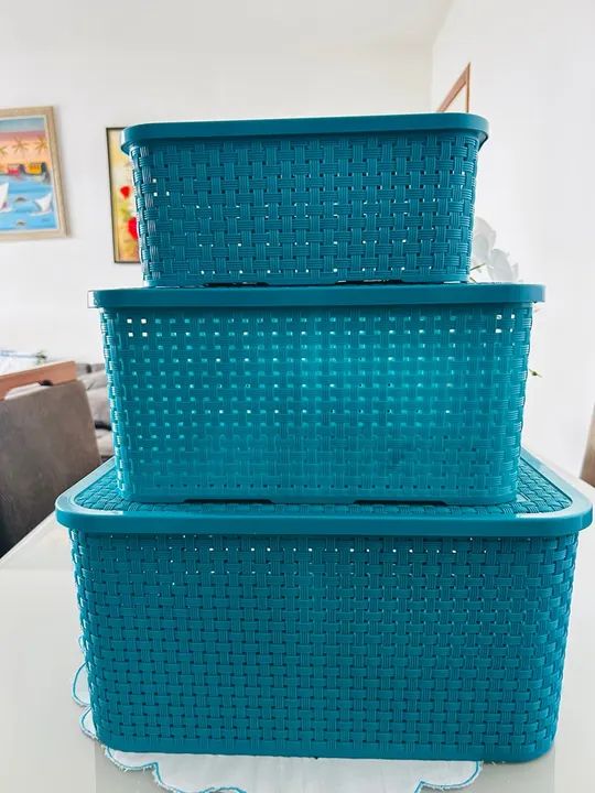 Kit Cesto Organizador de Plástico para Escritório