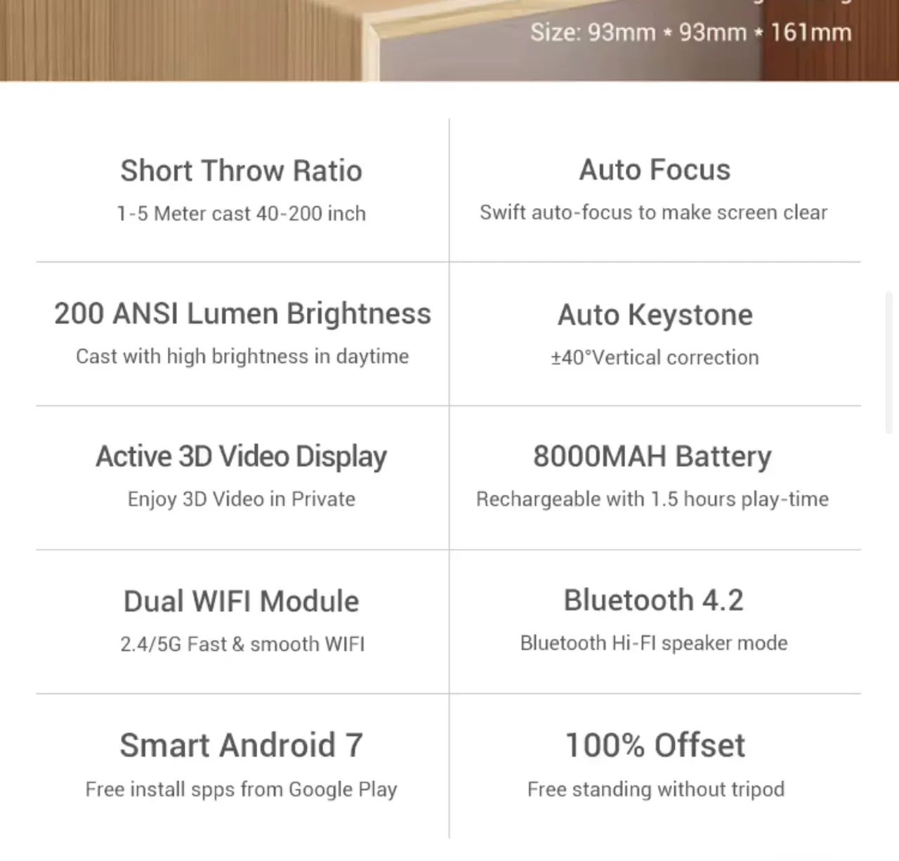 Projetor 4K 3D Portátil  com Bateria de 8000 mAh - Foto 3