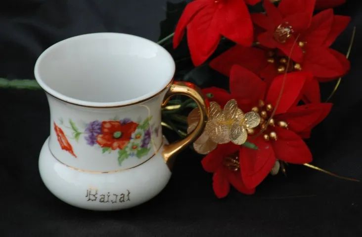 caneca anos 60 decorada ,  , gravado em dourado , gravado nome familia . - Foto 5