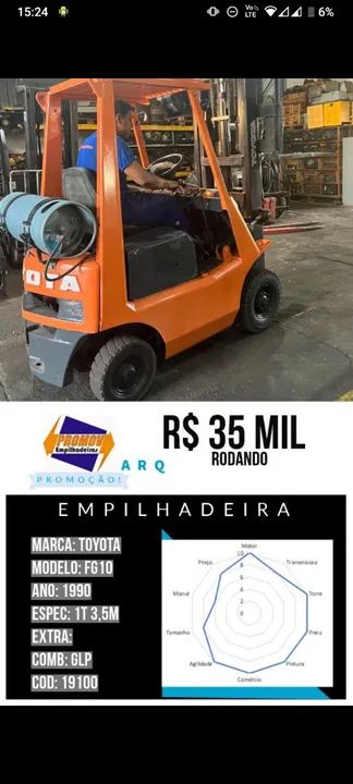 Empilhadeira Toyota , Barata e Eficiente!