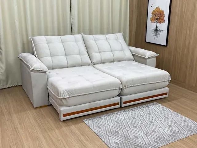 Sofá Retrátil Reclinável Retrô  2,50m Molas Ensacadas/D33 a76 - Foto 2