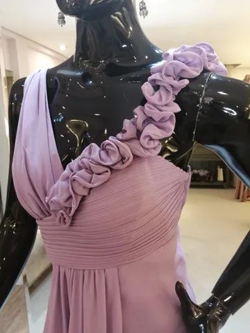Vestido de festa longo crepe lavanda - M - Foto 2