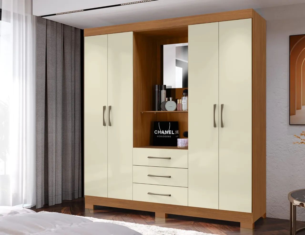 Guarda-Roupa Moderno Branco com Espelho - Foto 2