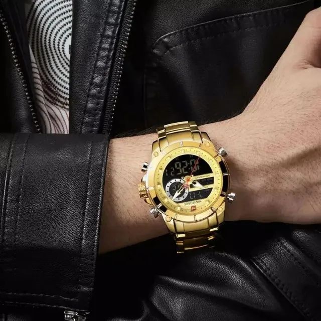 NAVIFORCE 9163: Luxo Dourado a Seu Alcance Relógio Digital / Analógico Masculino, charmoso - Foto 5