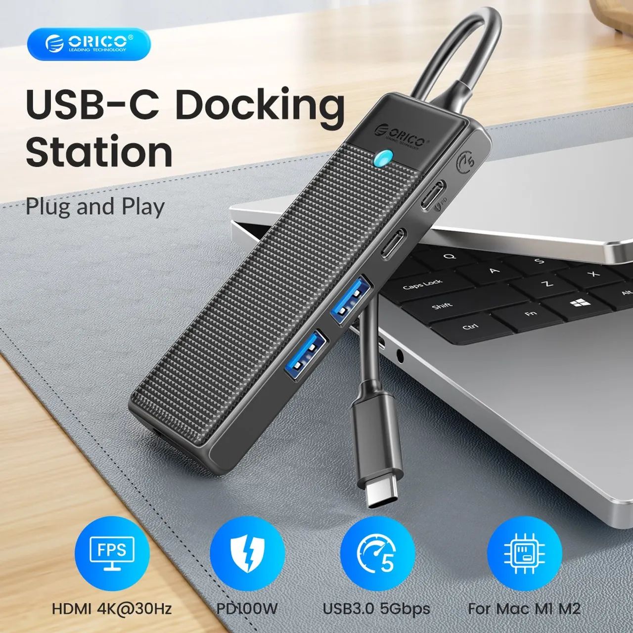 Hub USB-C 6 em 1 com Saída HDMI 4K 30Hz Orico  - Foto 2