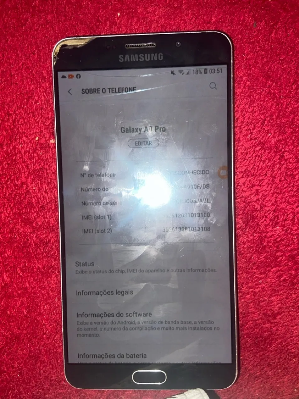 Galaxy A9 perfeito estado,traseira quebrada mas nada atrapalha