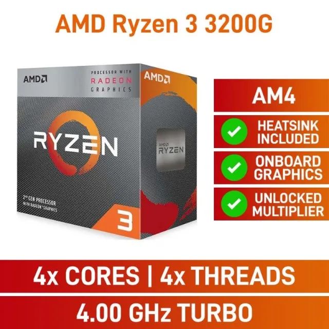 Processador Ryzen 3 3200g (Vídeo Integrado) AMD AM4 BOX - Novo com NF e Garantia