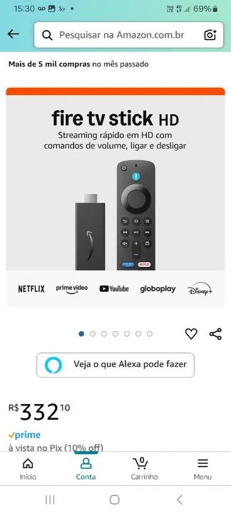 Fire TV Stick HD - Streaming rápido em HD
