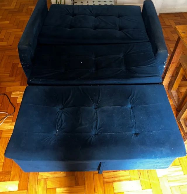 2-Seat Blue Suede Sofa Bed446558838446499841