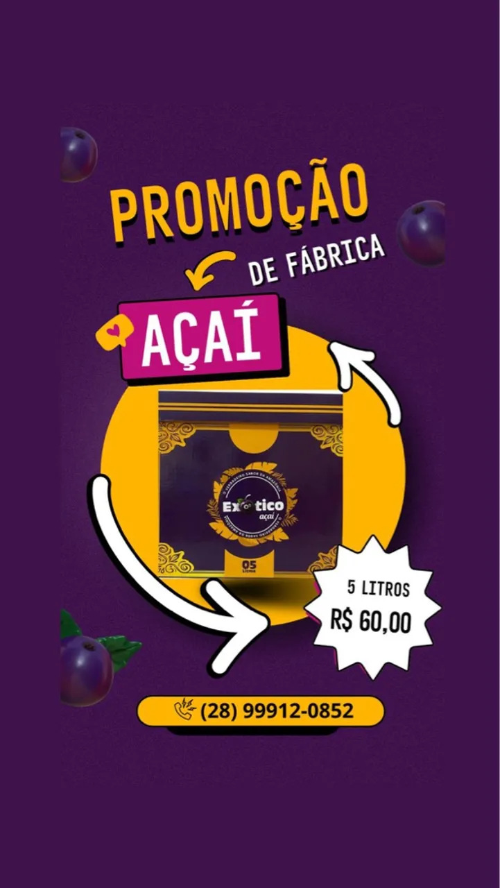 Caixa de açaí 10 litros por 100,00