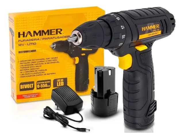 Parafusadeira Furadeira Profissional Hammer 12V Bateria Bivolt com Garantia - Foto 5