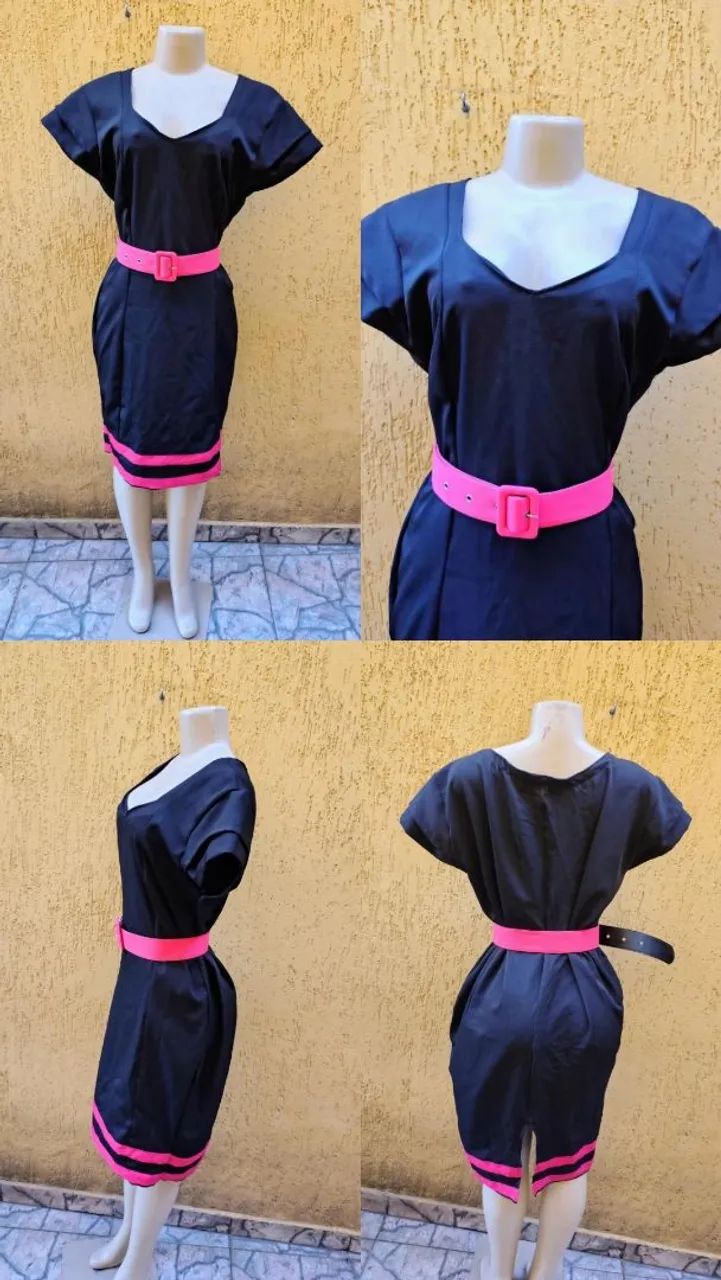Vestido Plus Size Preto e Pink + Cinto ? Tamanho 46  - Foto 4