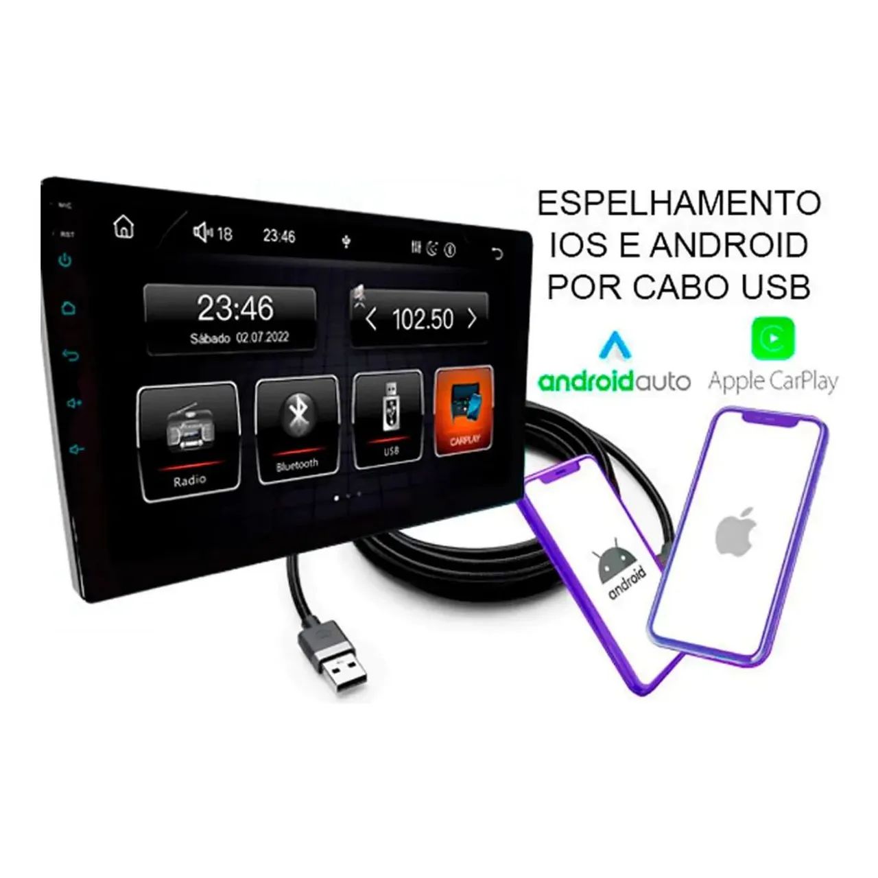 Aparelho Dvd 9 polegadas central multimidia carplay android - tela som carro radio  - Foto 4