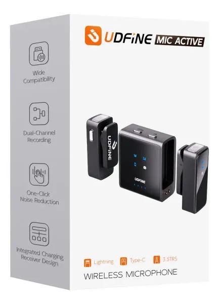 Microfone lapela sem fio Udfine Mic Active 