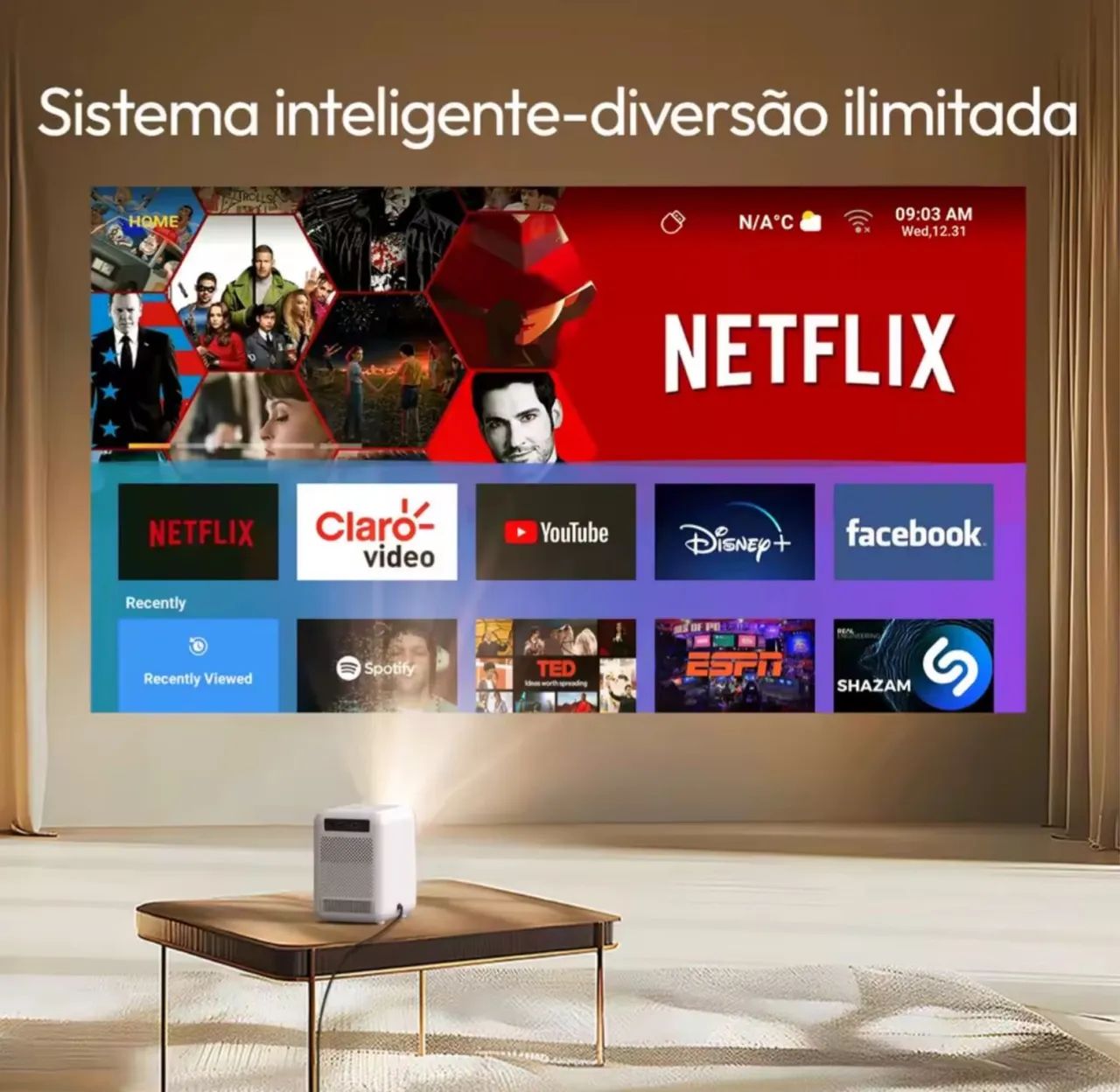 Projetor BYINTEK LOVE U4 Smart Mini Projetor de Home Theater 4K 1080P Vídeo Android WIFI - Foto 6