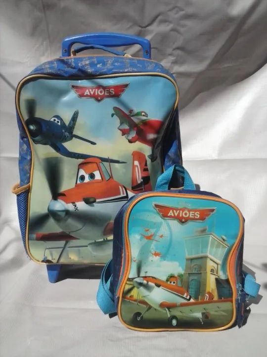 Mochila De Rodinhas Do Filme Aviões + Lancheira Térmica