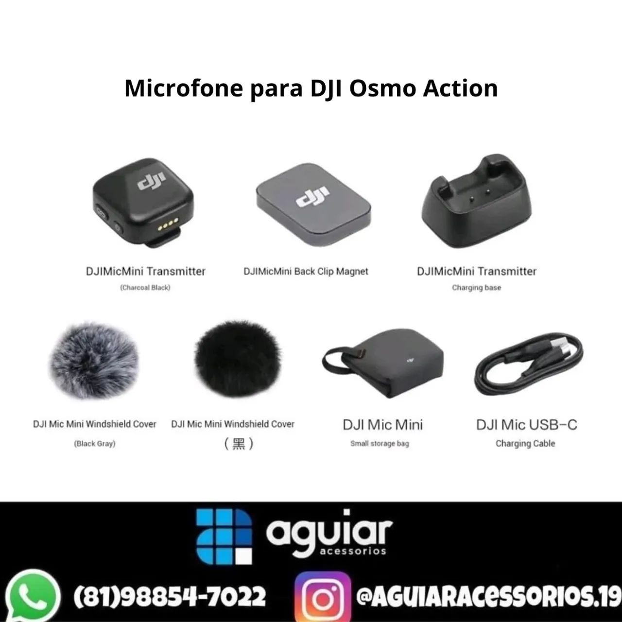 Microfone DJI para Osmo action 3,  4 e 5 