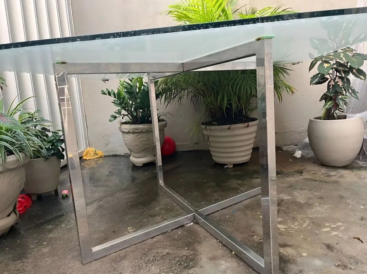 Mesa de Jantar em Aço Inox e tampo de Vidro 15mm com 6 cadeiras  - Foto 3