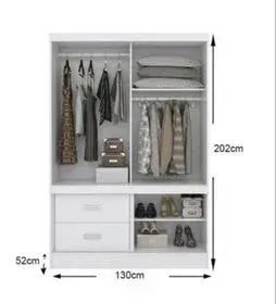 Guarda Roupa 3 Portas 2 Gavetas DIVIDIMOS EM ATÉ 10X SEM JUROS - Foto 4