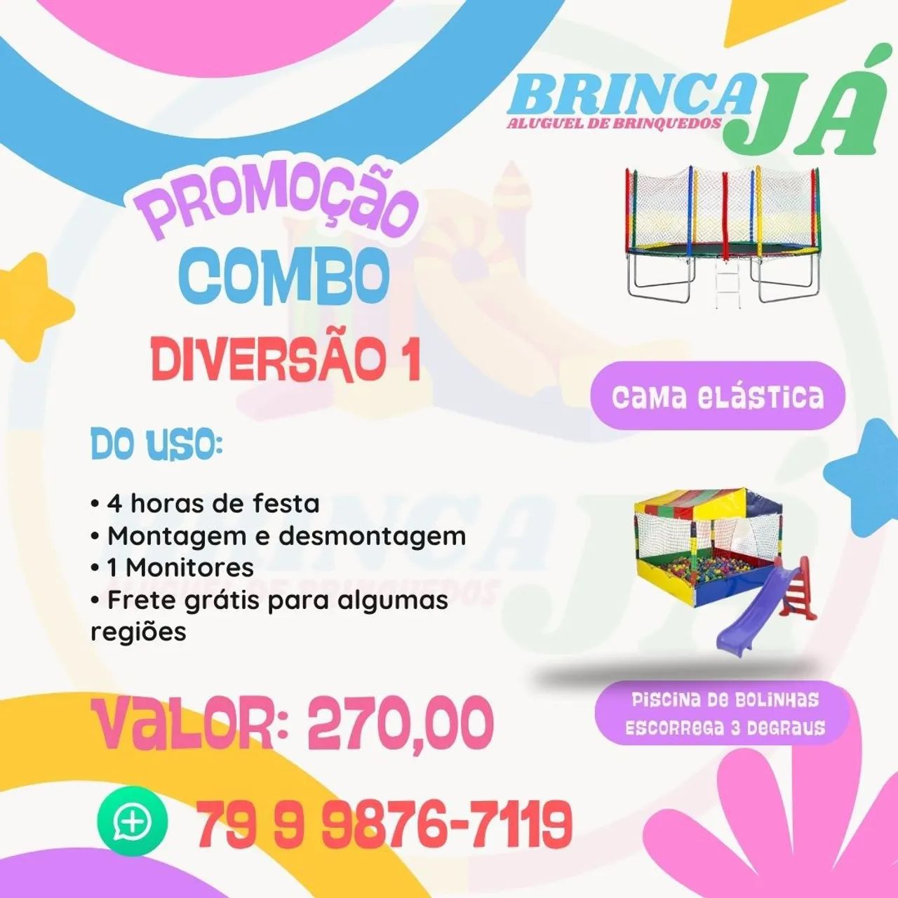 Combo Festa Infantil - Doce Infância 1 - Cama Elástica e Algodão Doce