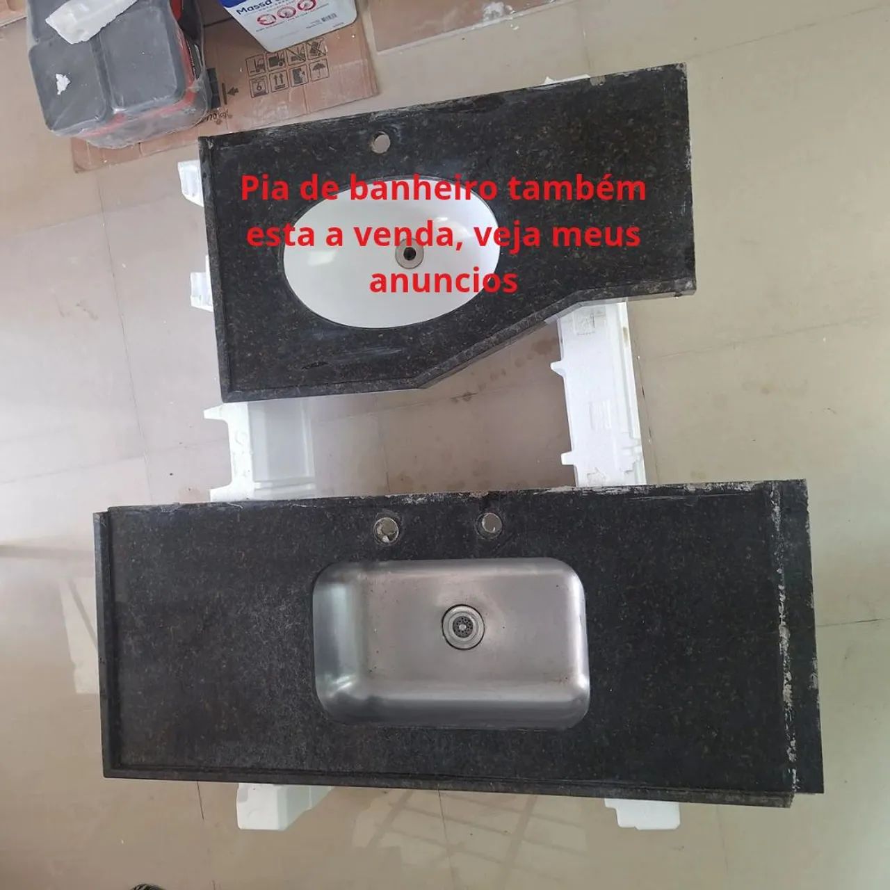 Pia para cozinha em granito preto são gabriel, com cuba e torneira - Foto 5