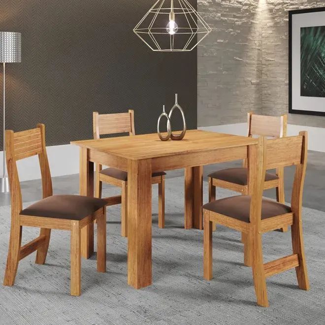 Mesa de jantar paris com 4 lugares bombom veludo 