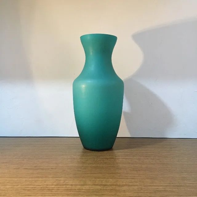 Vaso de vidro fosco/jateado, verde-azulado (turquesa).