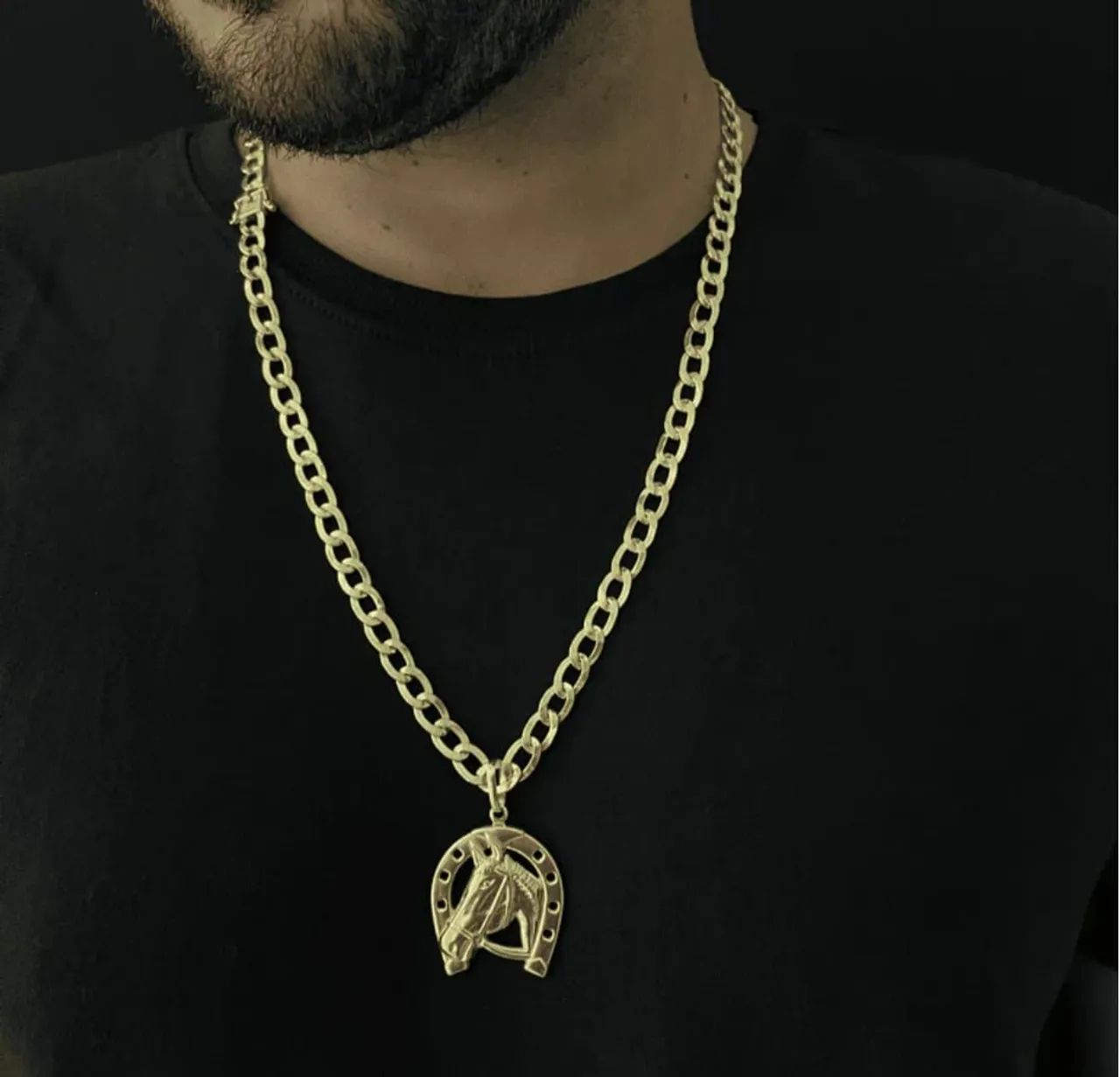 Corrente Masculina+Pingente Em Moeda Antiga 