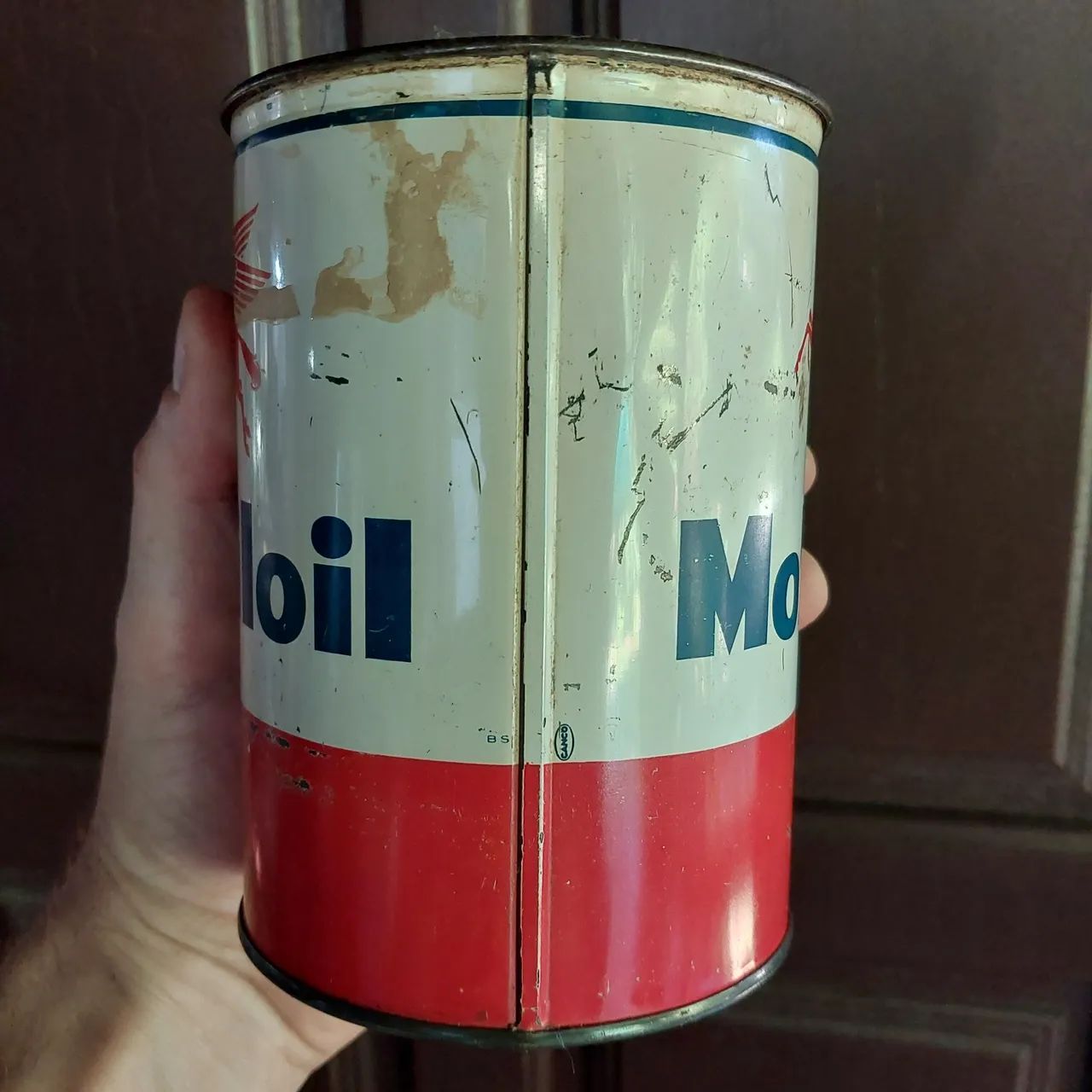 Antiga lata de óleo Mobiloil - Foto 4