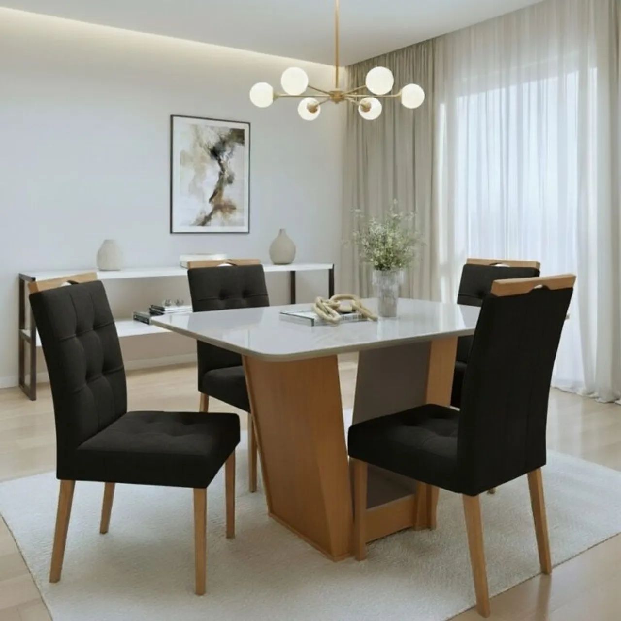 Mesa de Jantar com 4 Cadeiras Luna tt76 - Foto 4