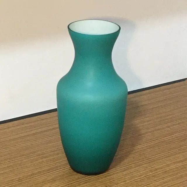 Vaso de vidro fosco/jateado, verde-azulado (turquesa). - Foto 6