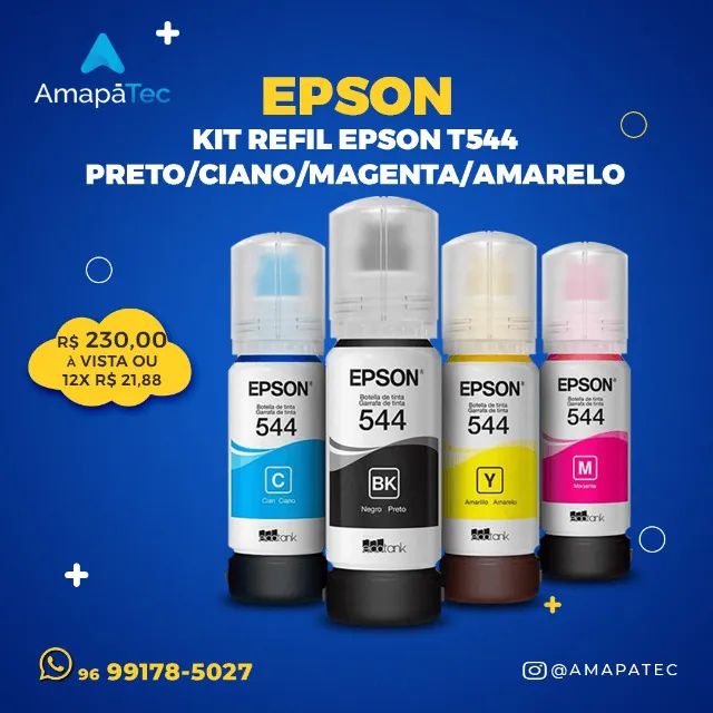 Kit Garrafas de Tinta Epson 544 4 Cores